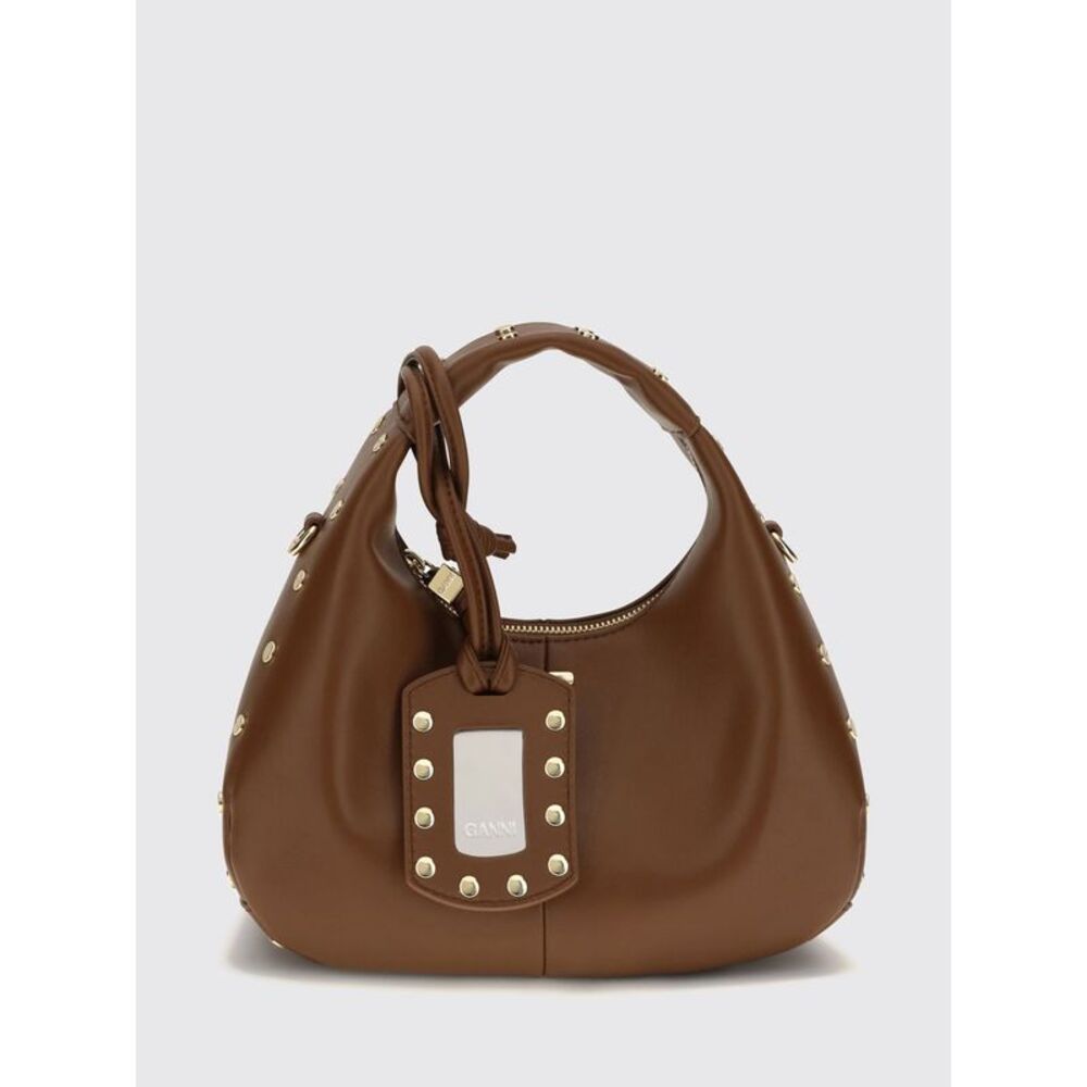 Ganni Women Ganni Mini Recycled Leather Handbag With Butterfly Logo